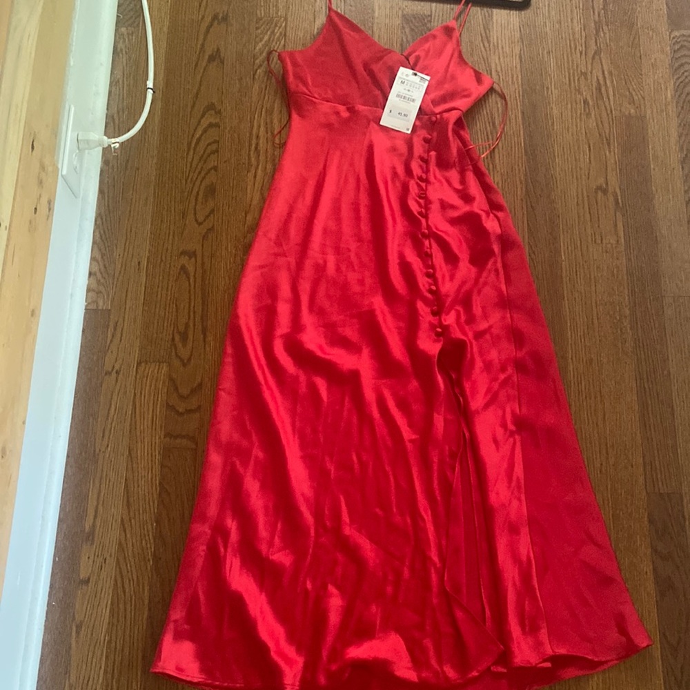 Red Zara satin dress- size medium